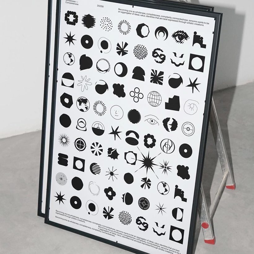 Design poster with geometric patterns